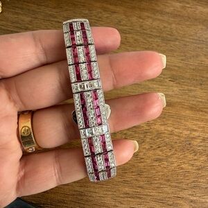 Sterling Silver Ruby & Diamond Style Pink Bracelet